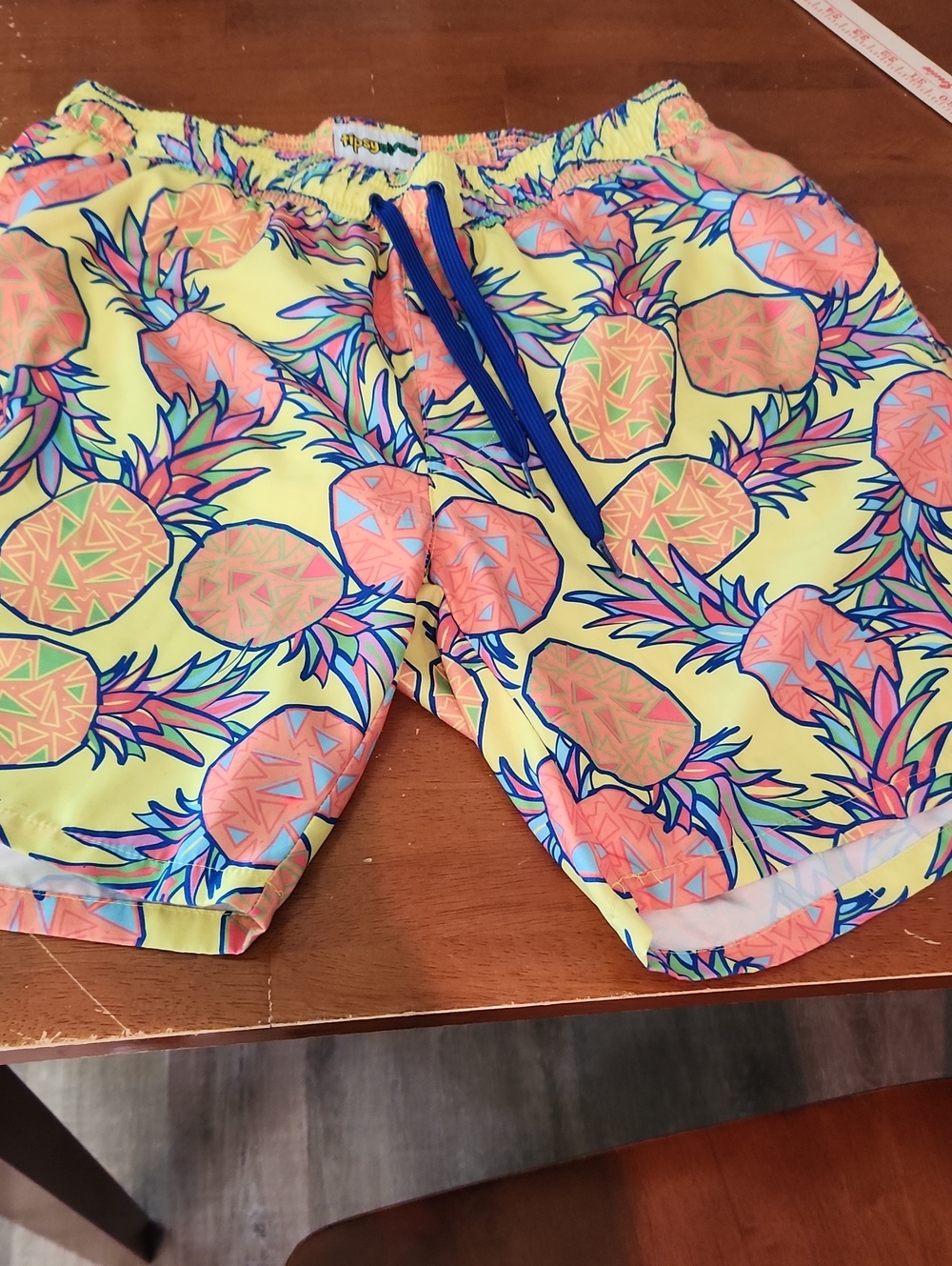 Tipsy Elves Yellow Pineapple Print Swim Trunks